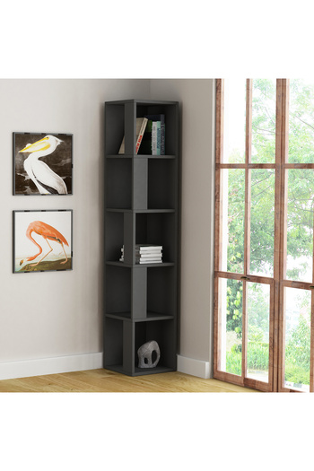 Mourah Home Piano Modern Corner Bookcase Display Unit Grey