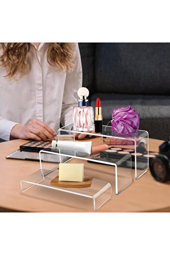 Generic 3 PC Large Clear Acrylic Riser Set, Acrylic Display Risers Shelf for Food Display,10 x 3.9 x 3.9 in