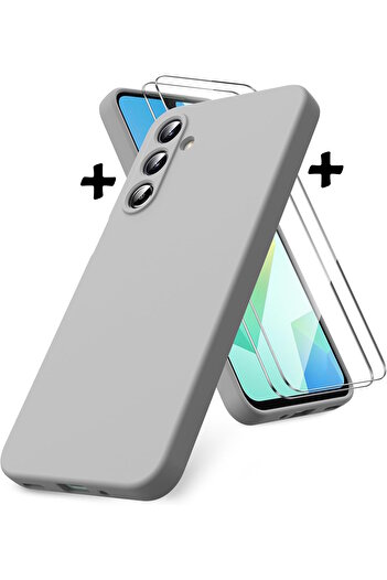 m.tk moveteck Samsung Galaxy A16 Case Camera Protected Soft Color Matte Silicone + 9H Screen Protective Glass 2in1 Set