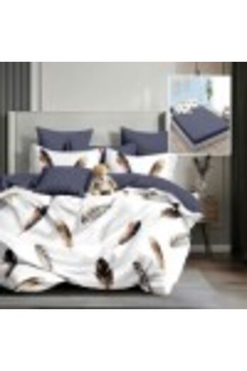 Pucioasa Finet bed linen with elastic, duvet cover 200x220cm, 6 pieces, boho feathers