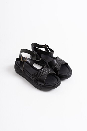 EMOYRA Orwell Black Genuine Leather Sandals