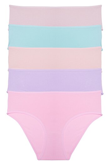 Nicoletta Women's Panties High Waist Bikini 5 Pack Cotton Lycra Salmon