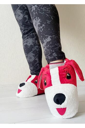 AkınalBella Soft Winter Home Slippers with Dog Figure