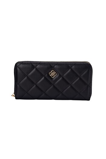 BATA Quilted Zipper Wallet Black