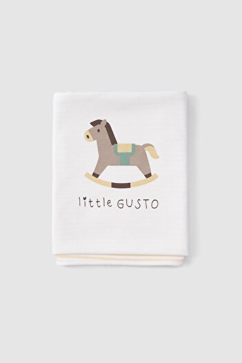 Little Gusto Çift Katlı Organik Pamuk Bebek Battaniyesi Playtime Tay Desenli