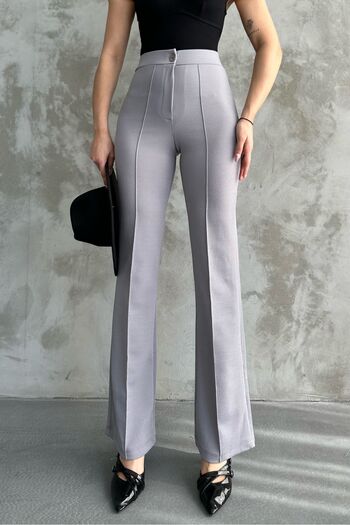 macharel jeans Women's High Waist Flared Flare Leg Palazzo Gray Pants