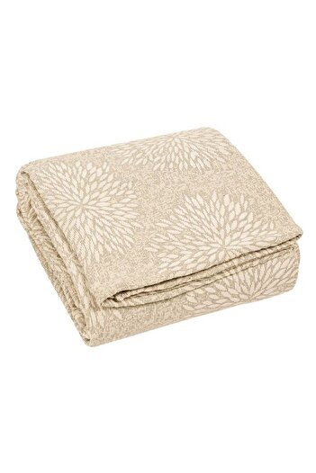 OEM Decorative blanket with flowers, size 280 x 180 cm, Beige