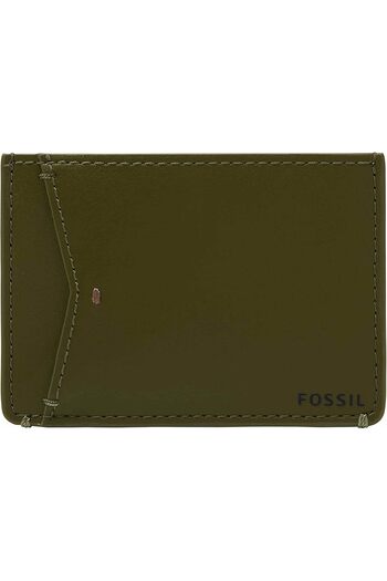 Fossil Men's Joshua Vegan Cactus Slim Minimalist Card Case Front Pocket Wallet, Green Moss
