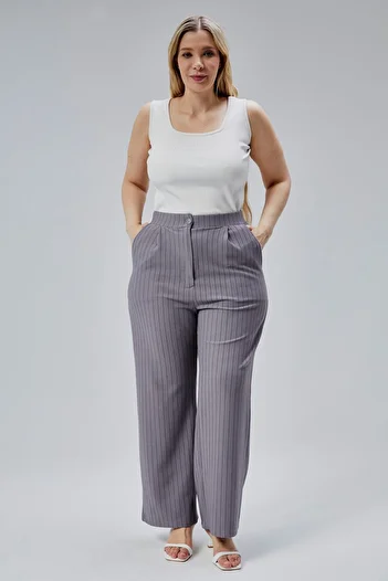 Symirna High Waist Pleated Lycra Women Pants