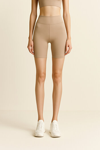 HNX High Waist Recovery Women's Sports Short Leggings |   Sand Beige