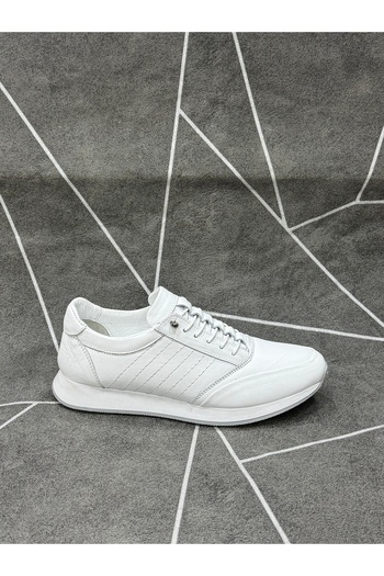 NYZ White Genuine Leather Elastic Casual Sports Shoes