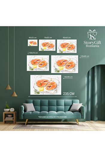 StoryGift Romania Canvas Print Fresh Piece of Salmon with Spices, A Culinary Delicacy Prepared with Care