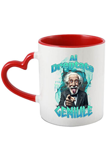 StoryGift Romania Cana Ai Dreptate Geniule Albert Einsten Matematica, 330ml, Ceramica Cu Maner Ini, Cu Maner Inim Stg