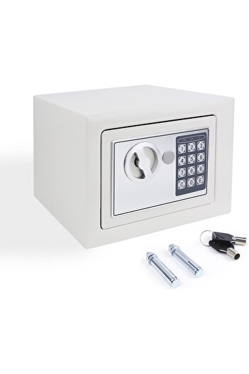 Primo Plus Compact Electronic Safe With Dual Locking System 27x22x23 Cm White