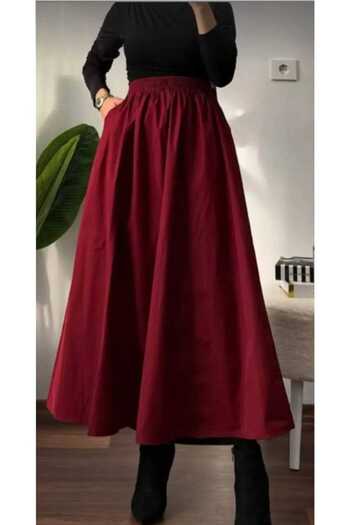 Gülmude Fusta hijab lungă, cu buzunare duble, țesătură poplin, talie elastică, fără căptușeală (90 cm)