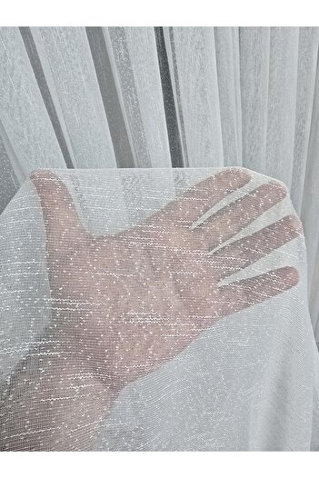 BBB Dot Line Patterned Stylish Tulle Curtain Ecru 1 E 2.5 Pleated Et5003Santuk