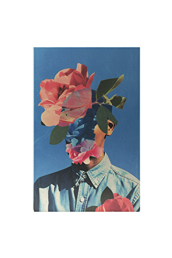 StoryGift Romania Canvas Painting Man With Face Covered In Wild Flowers - Shirt And Delicate Flowers, Painting