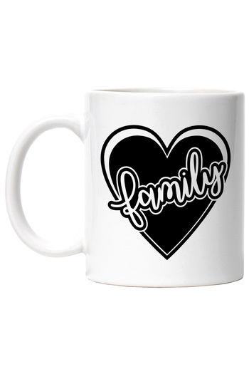 StoryGift Romania Cana cu inimioara pentru cei care isi iubesc foarte mult familiile cu Maner Alb, Cu Maner Alb STG