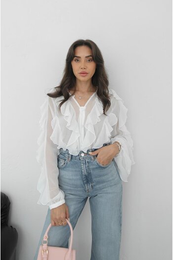 Havoş White Seymour Ruffle Shirt