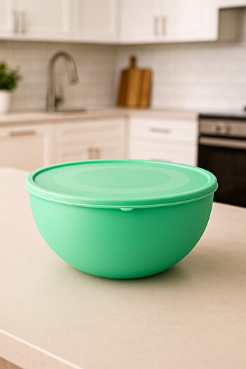 Melkan Home Large Bowl with Round Lid Pastel Green 8.5 Liter Bowl with Lid Large Size Food Storage Container