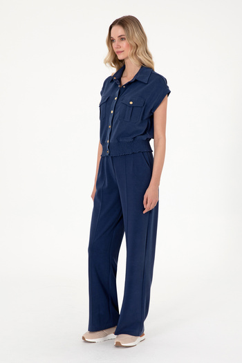 U.S. Polo Assn. Kadın Lacivert Modal Karışımlı Loose Fit Örme Pantolon 50308640-VR033