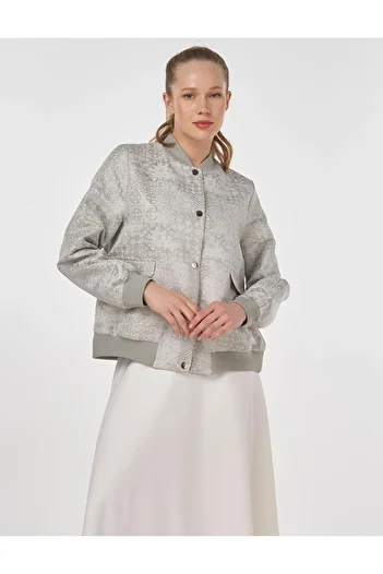 Kayra Jacquard Bomber Jacket Mold Green