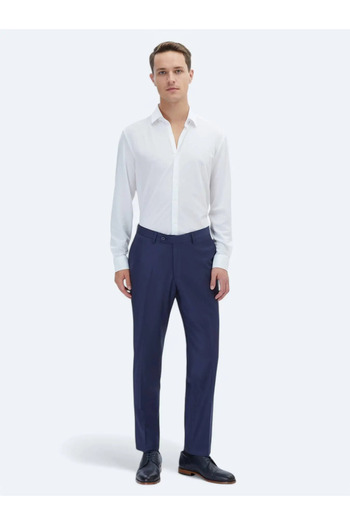 Kip Casual White Cotton Blended Straight Fit Shirt