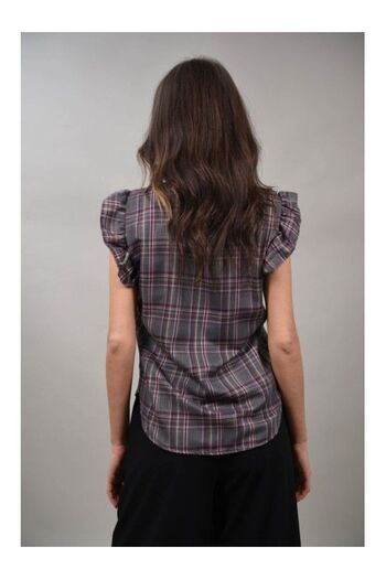 FASHIONLAND Nimble Multicolor Checkered T-Shirt One Size Gray
