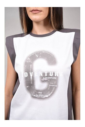 CHANGE OFF GIOIA SHOULDER PADDING T-SHIRT ONE SIZE Grey