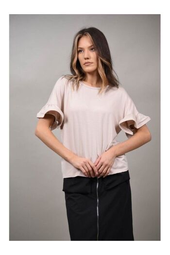 FASHIONLAND VISSIMO BUFF SLEEVE T-SHIRT Light Beige ONE SIZE