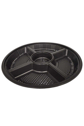 Generic Plastic plate with a transparent cover, divided into 5 sections
