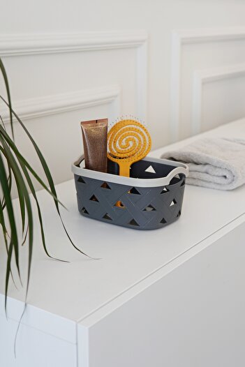 EVLE Leather Patterned Storage and Organization Basket Set (7 Pieces), Gray