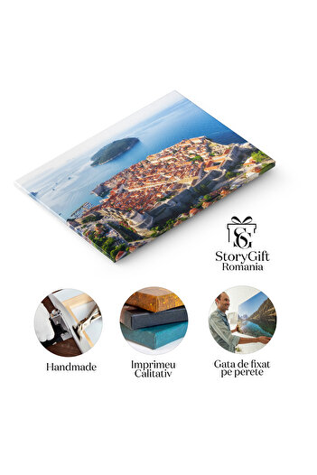 StoryGift Romania Canvas Print Aerial Landscape Dubrovnik, Croatia, Summer Aerial, Dubrovnik, Croatia, City, Sunset 172