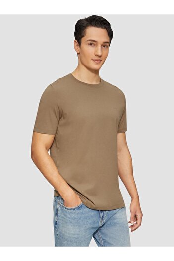 s.Oliver Men's short-sleeved T-shirt with logo and regular fit, Brown, 2XL