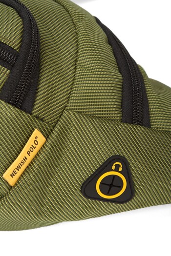 Newish Men's Khaki Crossbody Cross Chest Shoulder and Waist Bag with USB Headphone Output