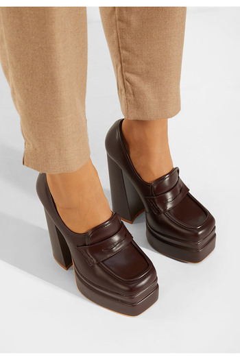 B T Shoes Dieppa brown heeled loafers