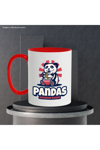 StoryGift Romania Pandas Japanese Ramen Mug, Bear, Emblem, Food, Multicolor 330 ml, Ceramic, With ,STG