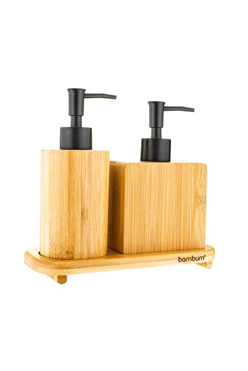 Bambum Linen Set of 2 Soap Dishes with Stand