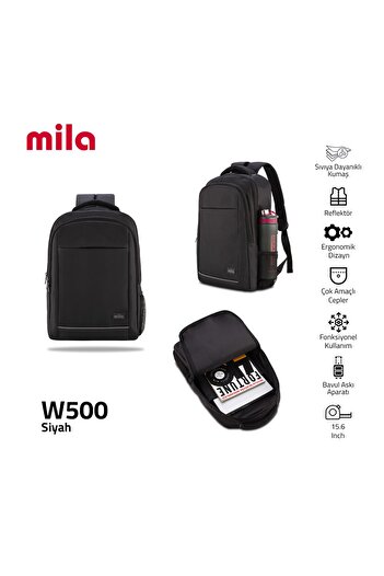 Mila Classone W500 15.6'' Ki3-01-003 -Lenovo, Asus, Macair Compatible Black Laptop Backpack