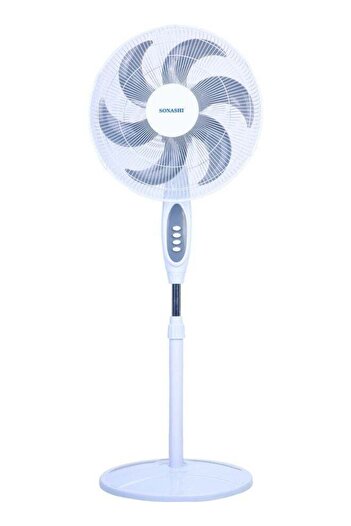 sonashi 16" Stand Fan with Height Adjustable Feature | 6 Blade Leaf with 3 Speed Switch and Oscillation Func
