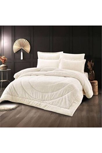 Feather Emma Fur Bedspread, 6 Pieces, 240*260 CM, King Size - with Fixed Filling