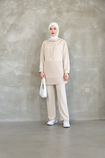 ESL ESLEM Women's Chiffon Detailed Summer Tracksuit Set