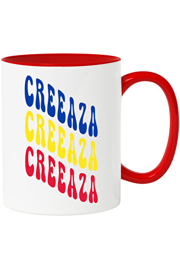 StoryGift Romania The Word Creates Mug, in the Colors of the Romanian Flag, Red, Yellow, Blue, T, With, STG