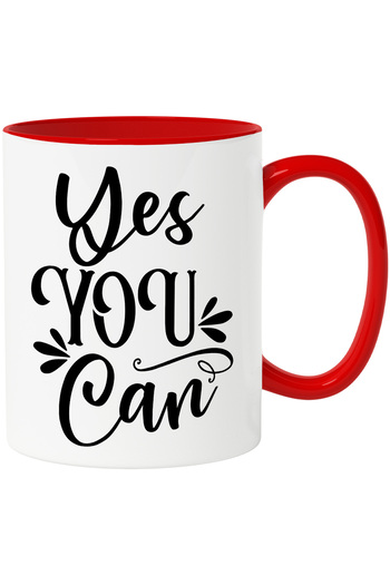 StoryGift Romania Mug with the text in English "Yes, you can" - yes, you can do this" - motivation, With ,STG