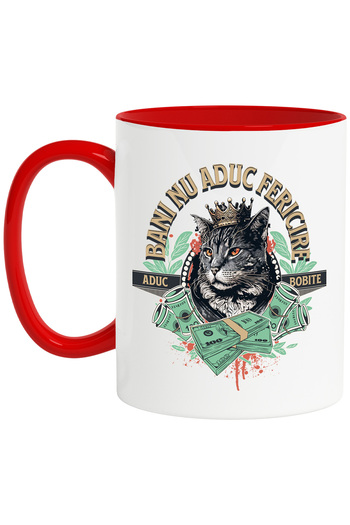 StoryGift Romania Mug money doesn't bring happiness but it does bring cat beans, 330ml, Ceramic with Mane, With,STG