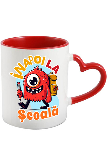 StoryGift Romania Cana Monstru Gata De Scoala Un Nou An Scolar Educatie, 330ml, Ceramica Cu Maner , Cu ,stg