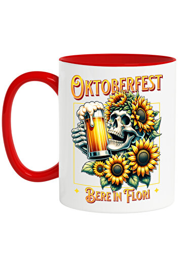 StoryGift Romania Oktoberfest Mug, Beer in Flowers Skeletons with Beer Mug, 330ml, Ceramic with Man, With,STG