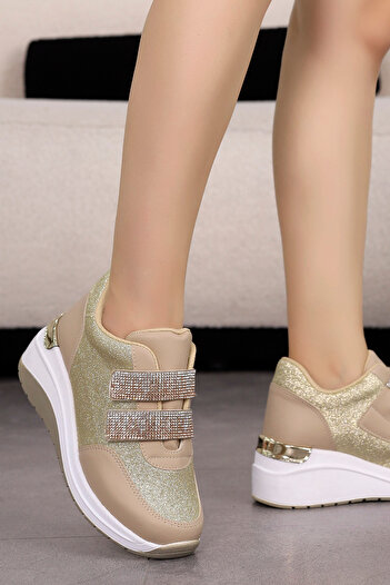 Mamito Ayakkabı Mdl 1129 - Stone Detailed Velcro Sneakers