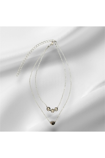 Vitastyle Silver Color Ball and Heart Model 2-Piece Chain Steel Anklet