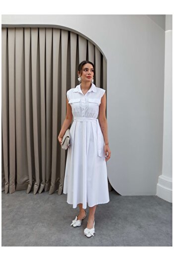 ESRAHELVACI Shirt Collar Poplin Dress